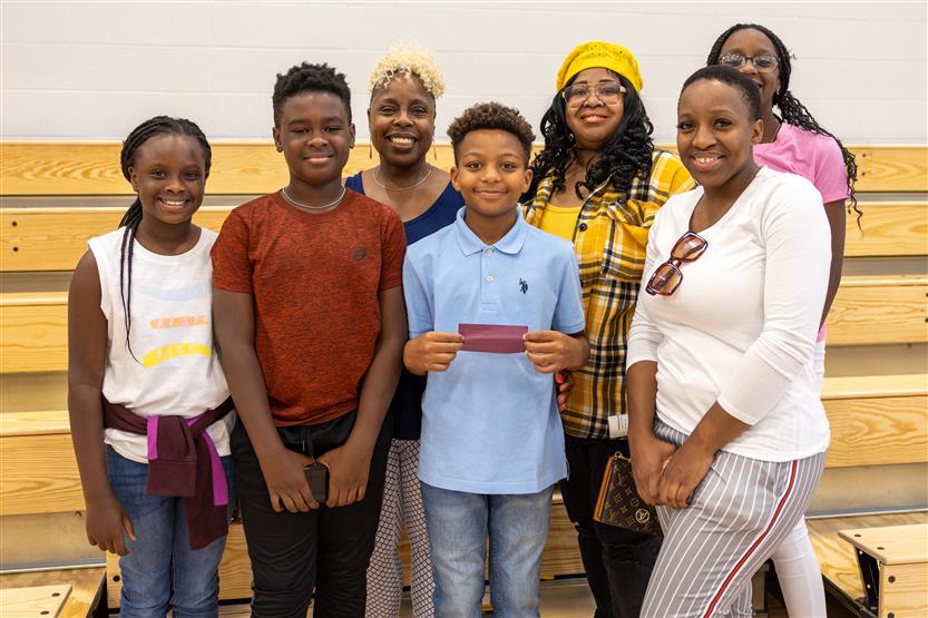 Students cut ribbon at new school